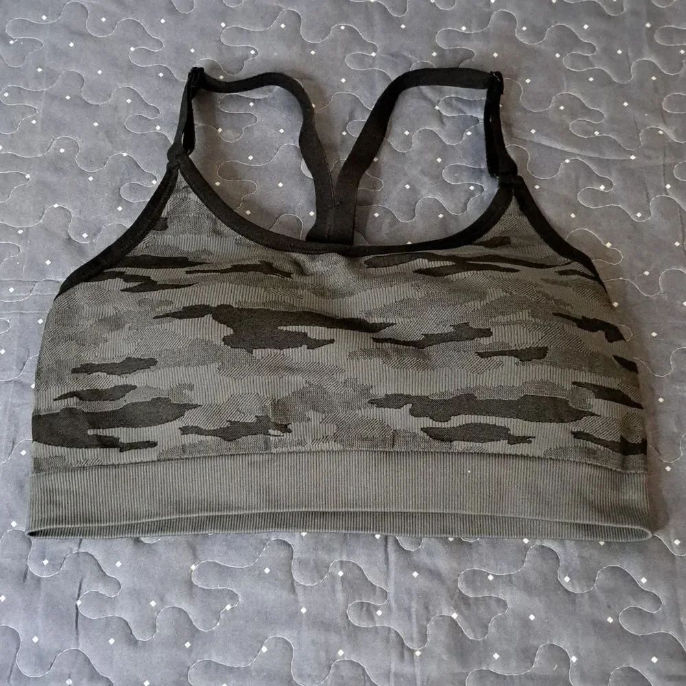 Reebok gray camo sports bra